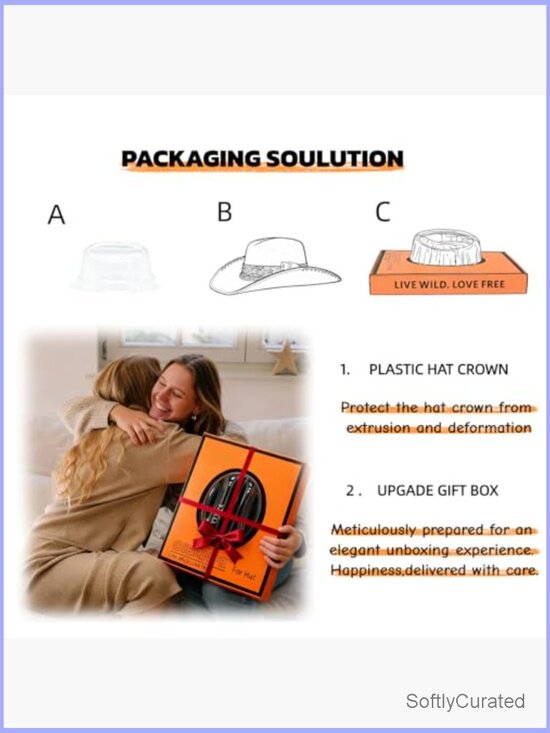 Unisex Wide Brim Cowboy Hat - Cattleman Style with Sweatband, Gift Box main image 7